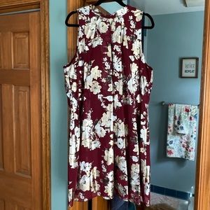 Burgundy dress with gold and silver pattern